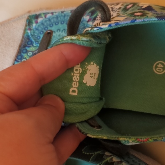 Desigual Lola suede canvas multicolor turquoise flat street wear sneakers US 9 - Picture 9 of 9